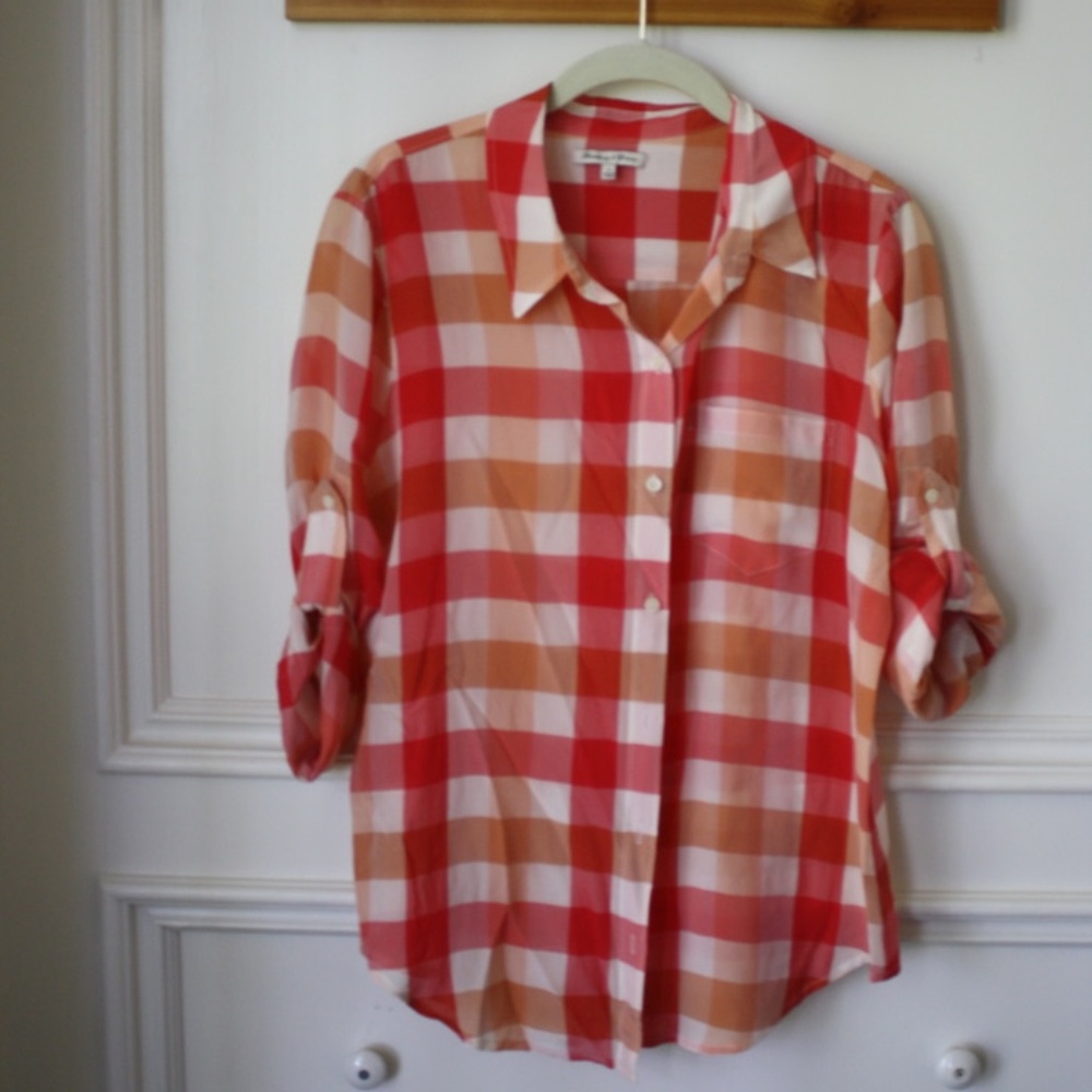 Madewell Broadway & Broome Silk Plaid shirt
